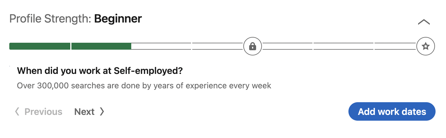 linkedin user onboarding progress bar