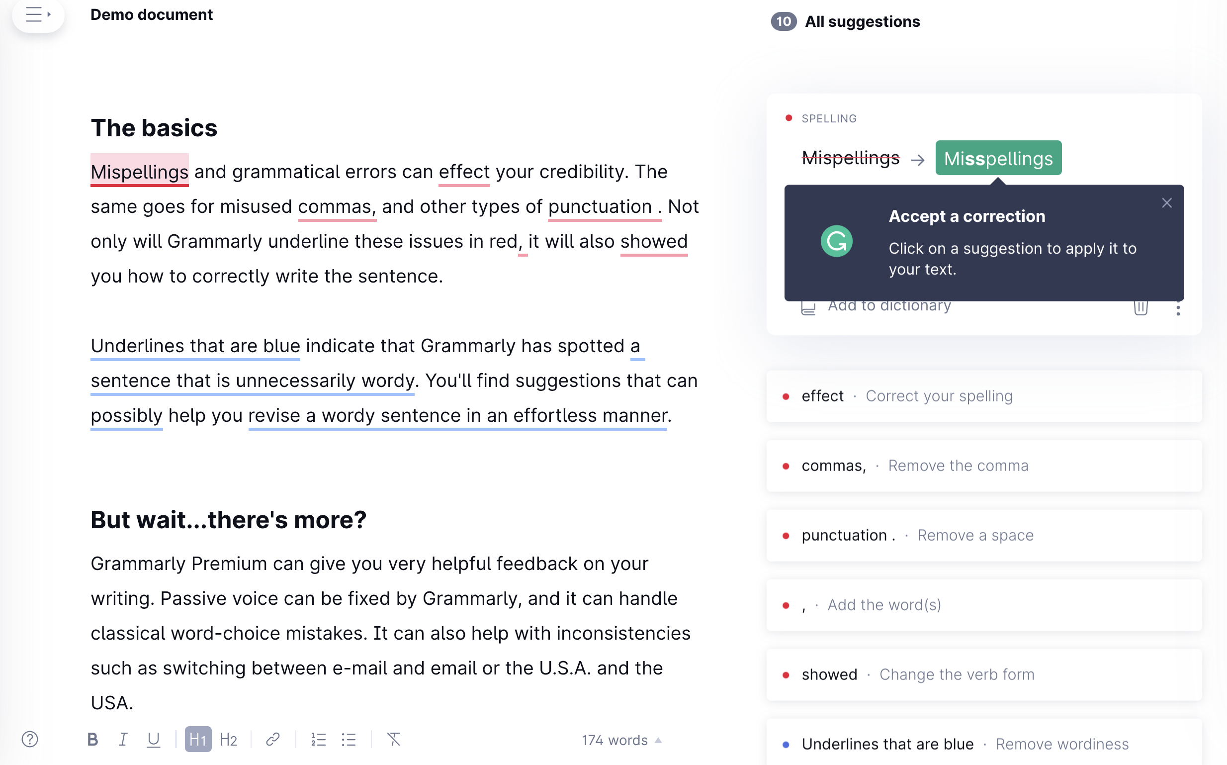 Grammarly user onboarding tooltip