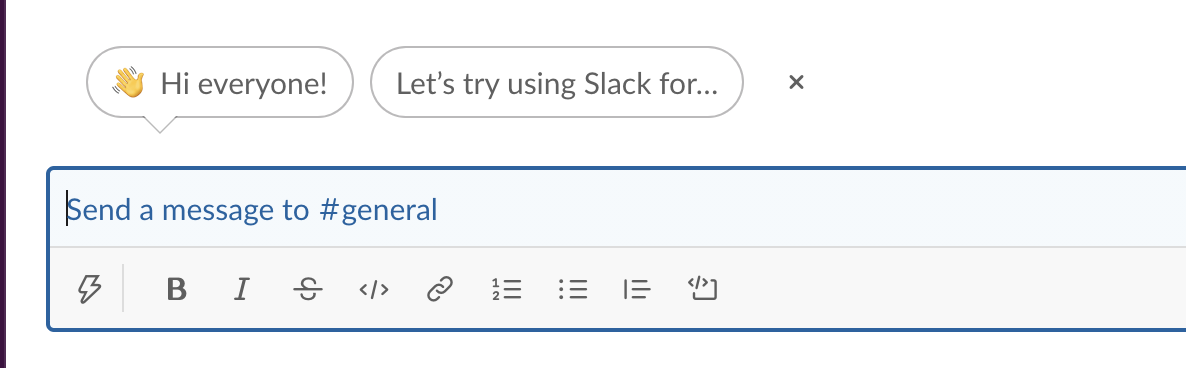 Slack user onboarding predefined messags