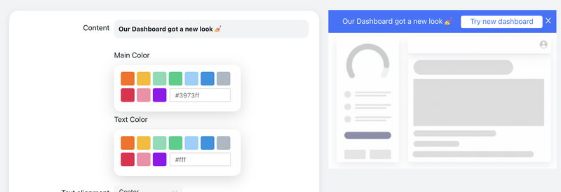 An in-app announcement banner, one of the core types of in-app messages, shown at the top of a product