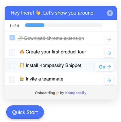 Example of a user onboarding checklist