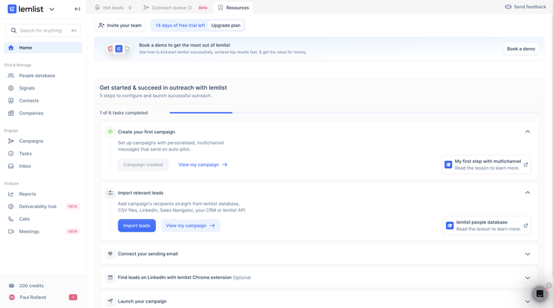 Lemlist Onboarding Checklist Example